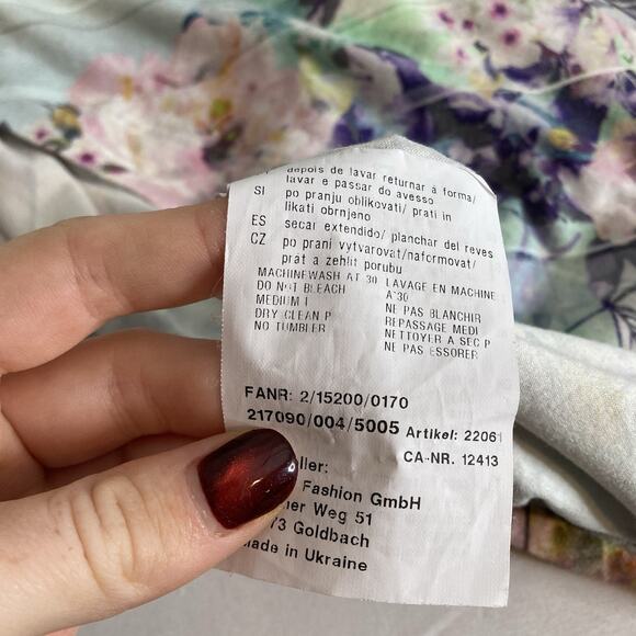 Basler Women's Blue Watercolor Floral Top Est. Size XL Cottagecore Feminine - Picture 7 of 11